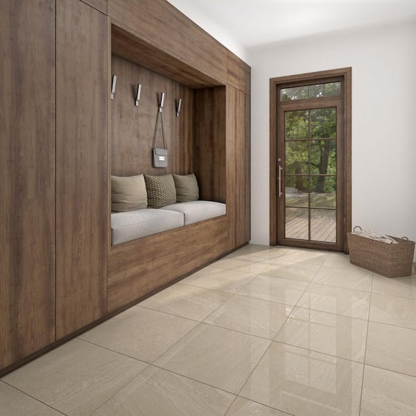 Calgary Fawn 24 in. x 24 in. Polished Porcelain Floor and Wall Tile (15.21 sq. ft. /case)