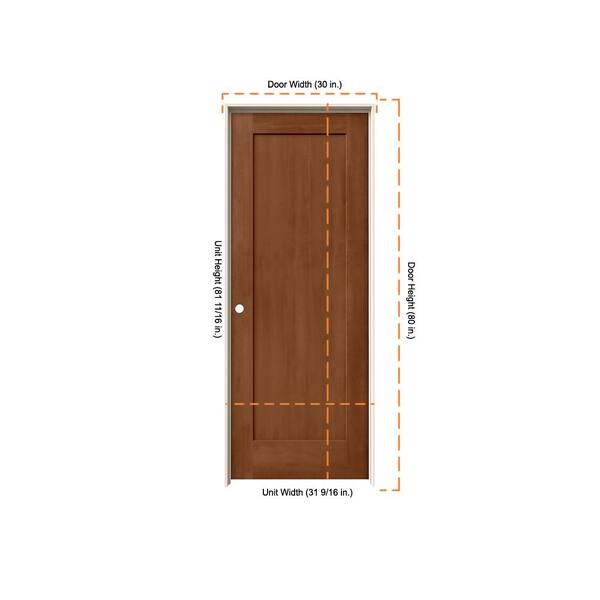JELD-WEN 30 in. x 80 in. Madison Hazelnut Stain Right-Hand Solid