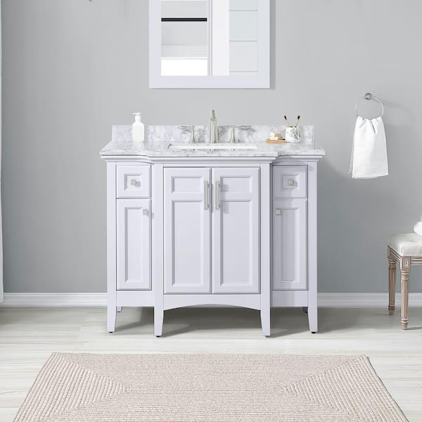 Home Decorators Collection Sassy 42 in. W x 22 in. D x 34 in. H Single Sink Bath Vanity in Dove Gray with Carrara Marble Top