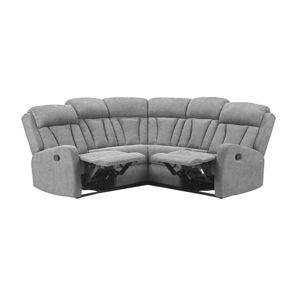 Unbranded Gray Polyester Sectional Manual Recliner (Seating Capacity 5)
