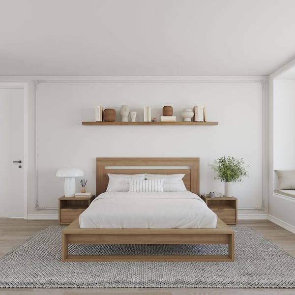 Morgan 4-Piece Brown Oak Composite Queen Size Bedroom Set