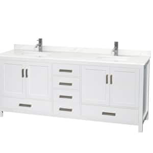 Sheffield 80 in. W. x 22 in. D x 35 in. H Double Bath Vanity in White with Giotto Quartz Top