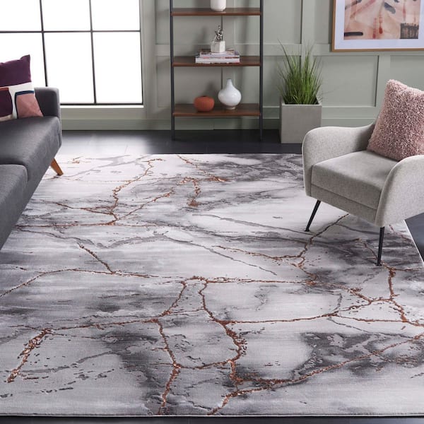 Craft Gray/Orange 11 ft. x 14 ft. Distressed Abstract Area Rug