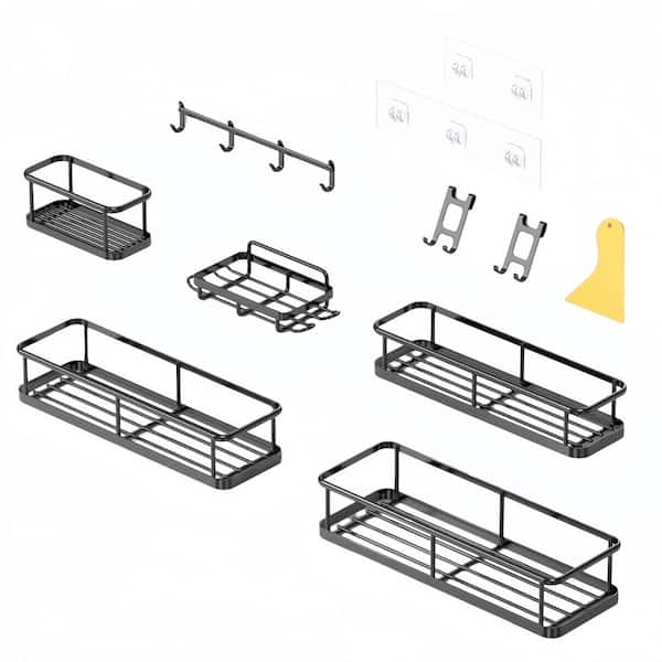Shower Caddy with Adhesive and Soap Holder for Inside Shower, Bathroom Organizers and Storage, and Home Decor (6-Pack)