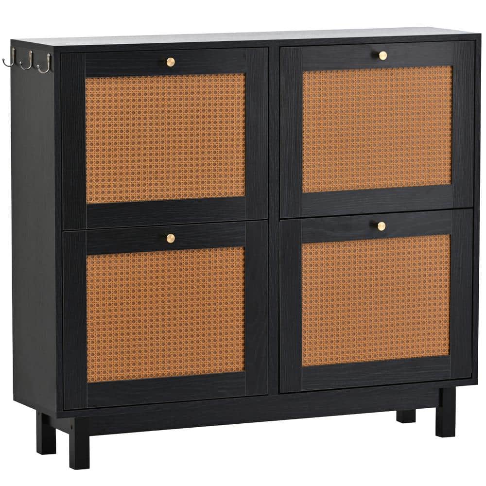 41.7 in. W x 10.2 in. D x 37.1 in. H Bathroom Black Linen Cabinet