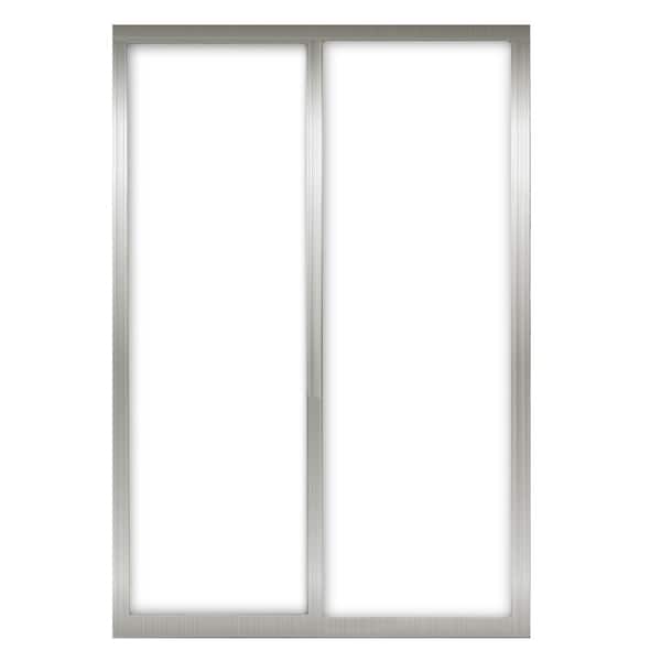 Contractors Wardrobe 72 in. x 81 in. Silhouette 1-Lite Brushed Nickel Aluminum Frame Mystique Glass Interior Sliding Closet Door