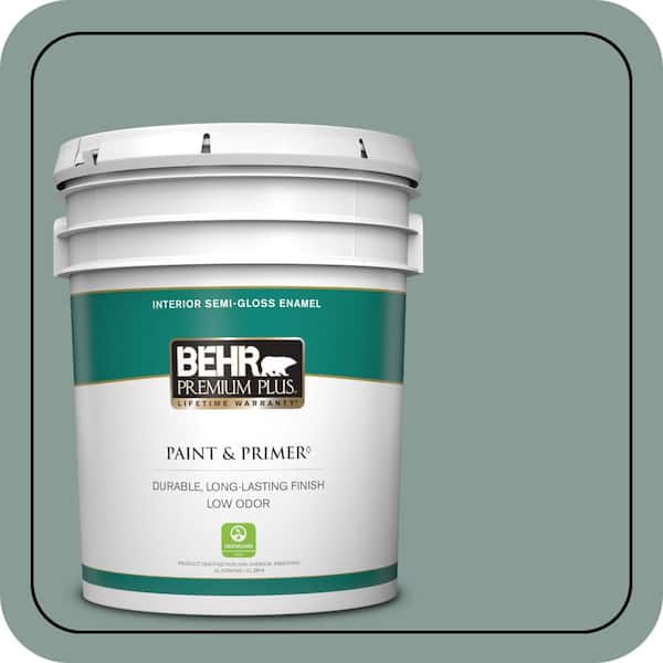 BEHR PREMIUM PLUS 5 gal. #490F-5 Cloud Burst Semi-Gloss Enamel Low Odor Interior Paint & Primer