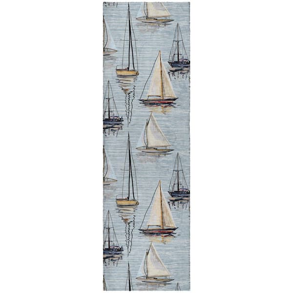 Dream Shag Premium Machine Washable Abstract ADS153 Sky 2 ft. x 7 ft. Runner Rug