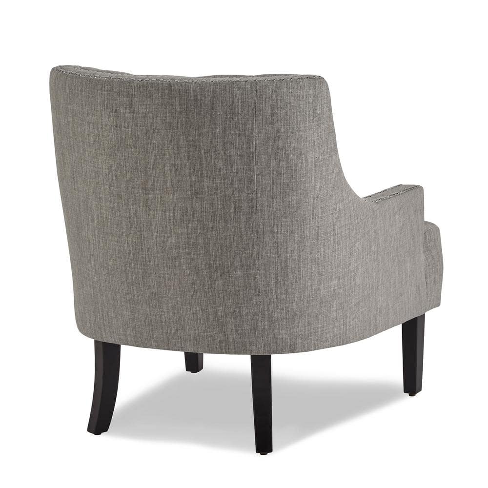 Taupe Upholstered Accent Chair with Nailhead Trim