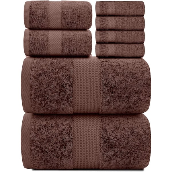 Unbranded 8-Piece Brown 100% Combed Cotton Towel Set