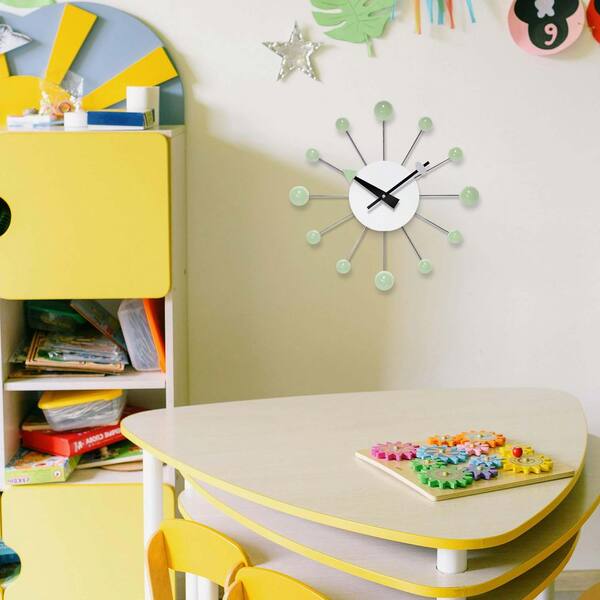 Infinity Instruments Orb Spoke Starburst Wall Clock, Mint Green