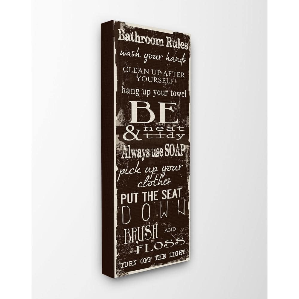 13 in. x 30 in. Bathroom Rules Chocolate White by Taylor Greene Printe