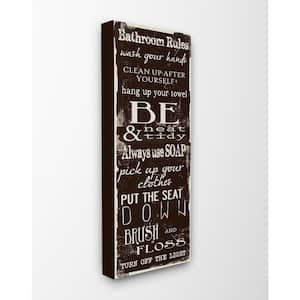 13 in. x 30 in. "Bathroom Rules Chocolate White" by Taylor Greene Printed Canvas Wall Art