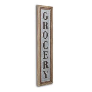 Grocery Vertical Wood Frame Galvanized Wall Sign