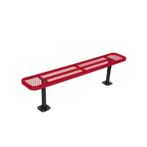 Surface Mount 8 ft. Red Diamond Commercial Park Bench without Back