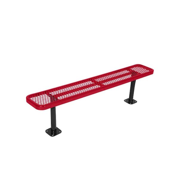 Unbranded Surface Mount 8 ft. Red Diamond Commercial Park Bench without Back