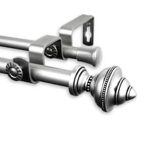 28 in. - 48 in. Telescoping 5/8 in. Double Curtain Rod Kit in Satin Nickel with Palace Finial