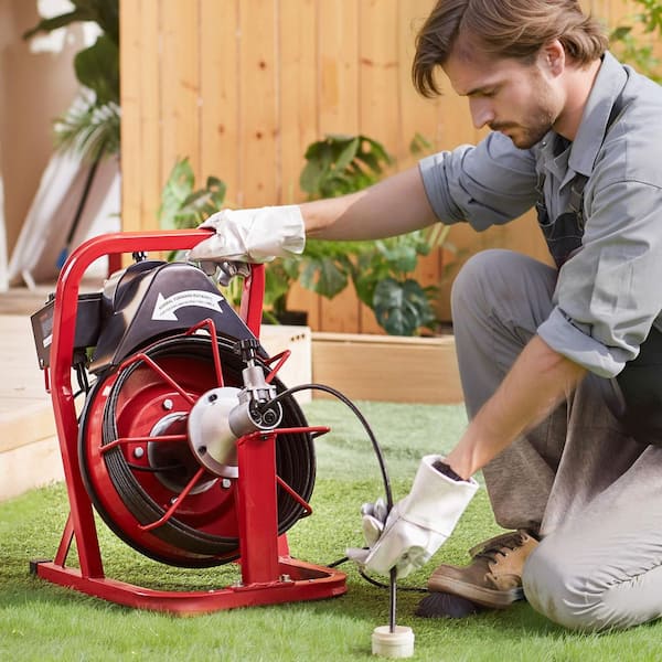 Drain Cleaner Machine Electric Drain Auger 50 ft. x 5/16 in. Auto Feed Drain Auger