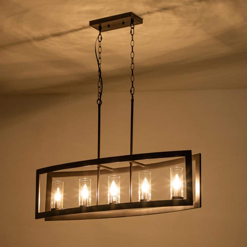 Oil Rubbed Bronze 5-Light Industrial Cage Pendant