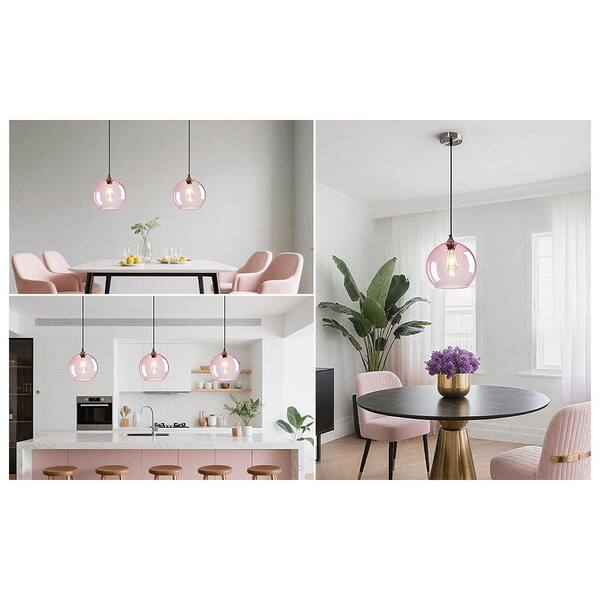 ZHLWIN Home Lighting ‎60 Watts 1 Light 9. 84in Pink Glass Pendant