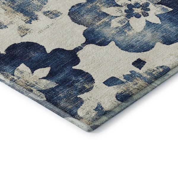 Mayfield Premium Machine Washable Abstract AMF1802 Navy 5 ft. x 7 ft. 6 in. Area Rug