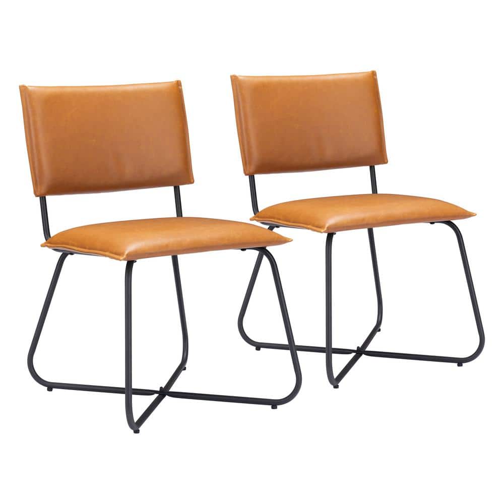ZUO Grantham Tan 100 Polyurethane Dining Chair Set (Set of 2) 109599