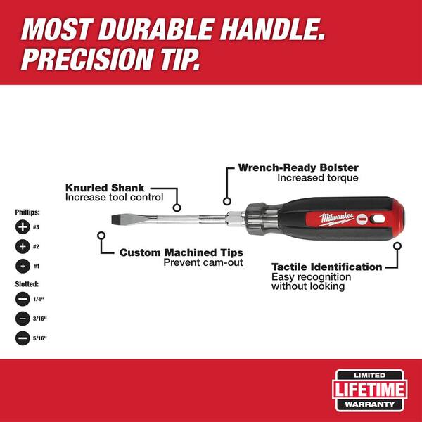 Milwaukee Round 48-22-2881 13-in-1 Cushion Grip Screwdriver, 7.5