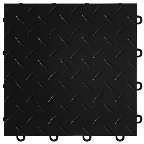 FLOORINGINC Nitro Diamond 3/8 in. Garage Tiles, Midnight Black, 12