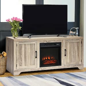 18 in. 1400-Watt Electric Fireplace Freestanding and Wall-Mounted Heater Log Flame Remote Black