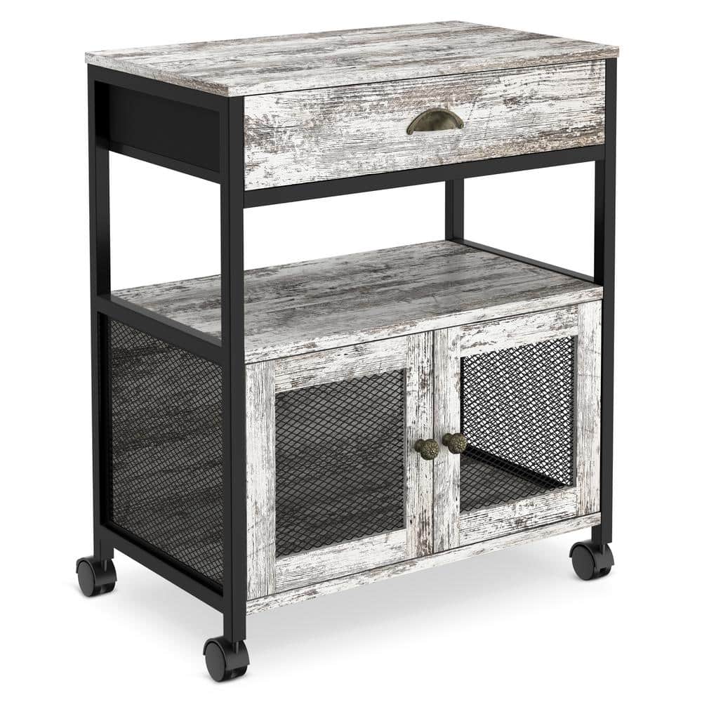 Rolling Kitchen Island Cart Serving Utility Trolley with Drawers Storage Ca