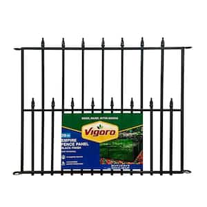 Empire 29 in. H x 36 in. W Black Steel 3-Rail Fence Panel (4-Pack)