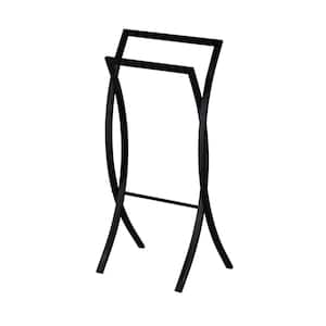 Rusbac Metal Towel Rack Stand with 2 Towel Holders in Finish Black Dimensions 10.75 in. W x 18 in. L x 35.5 in. H