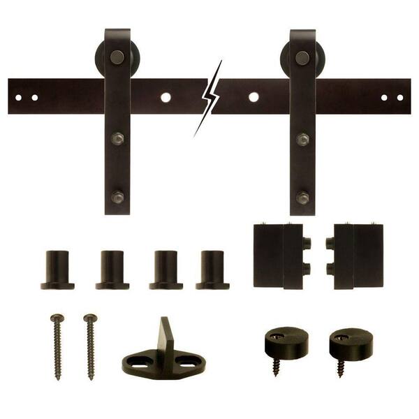 Everbilt 72 in. Dark Oil-Rubbed Bronze Strap Sliding Barn Door Track and Hardware Kit