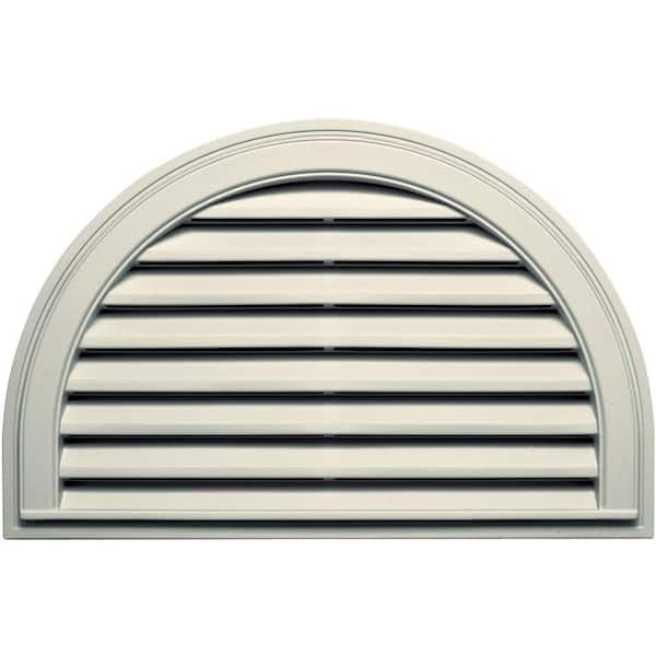 Builders Edge 34.1875 in. x 22.128 in. Half Round Beige/Bisque Plastic Built-in Screen Gable Louver Vent