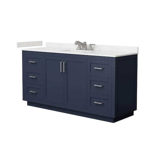 Miranda 66 in. Single Freestanding Dark Blue Bath Vanity with Carrara Cultured Marble Top Assembled