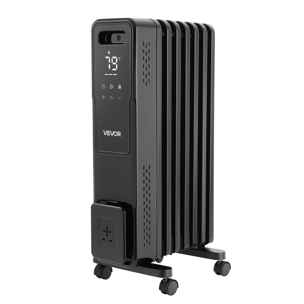 VEVOR Electric Oil Filled Radiator, 1,500 W Heater, Dual U-Shaped Tubes ...