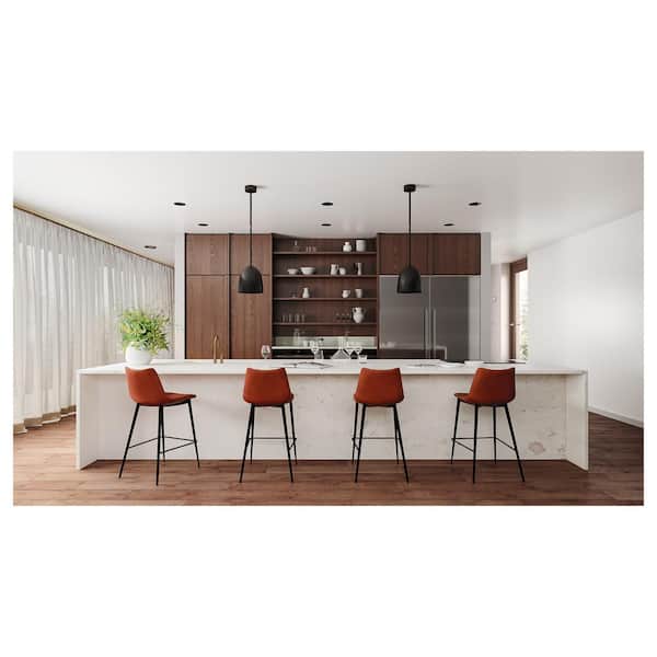 Florian 26 in. Brown Contemporary Faux Leather Counter Stool with Metal Legs ((Set of 2))