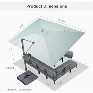 9 ft. x 11.5 ft. Outdoor Patio Recyclable Cantilever Umbrella Aluminum Offset 360° Rotation Umbrella in Mint Green