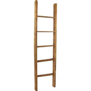 19 in. x 72 in. x 3 1/2 in. Barnwood Decor Collection Weathered Brown Vintage Farmhouse 5-Rung Ladder