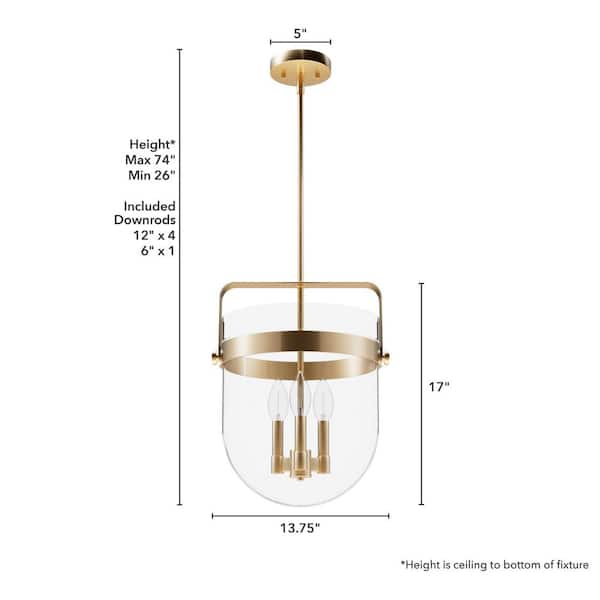 Hunter - Karloff 3-Light Alturas Gold Island Pendant Light with Clear Glass Shade