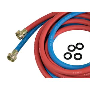 3/4 in. x 3/4 in. x 12 ft. Rubber Washing Machine Hose, EPDM Rubber Tube and Cover ( Pack of 2, 1 Red 1 Blue)