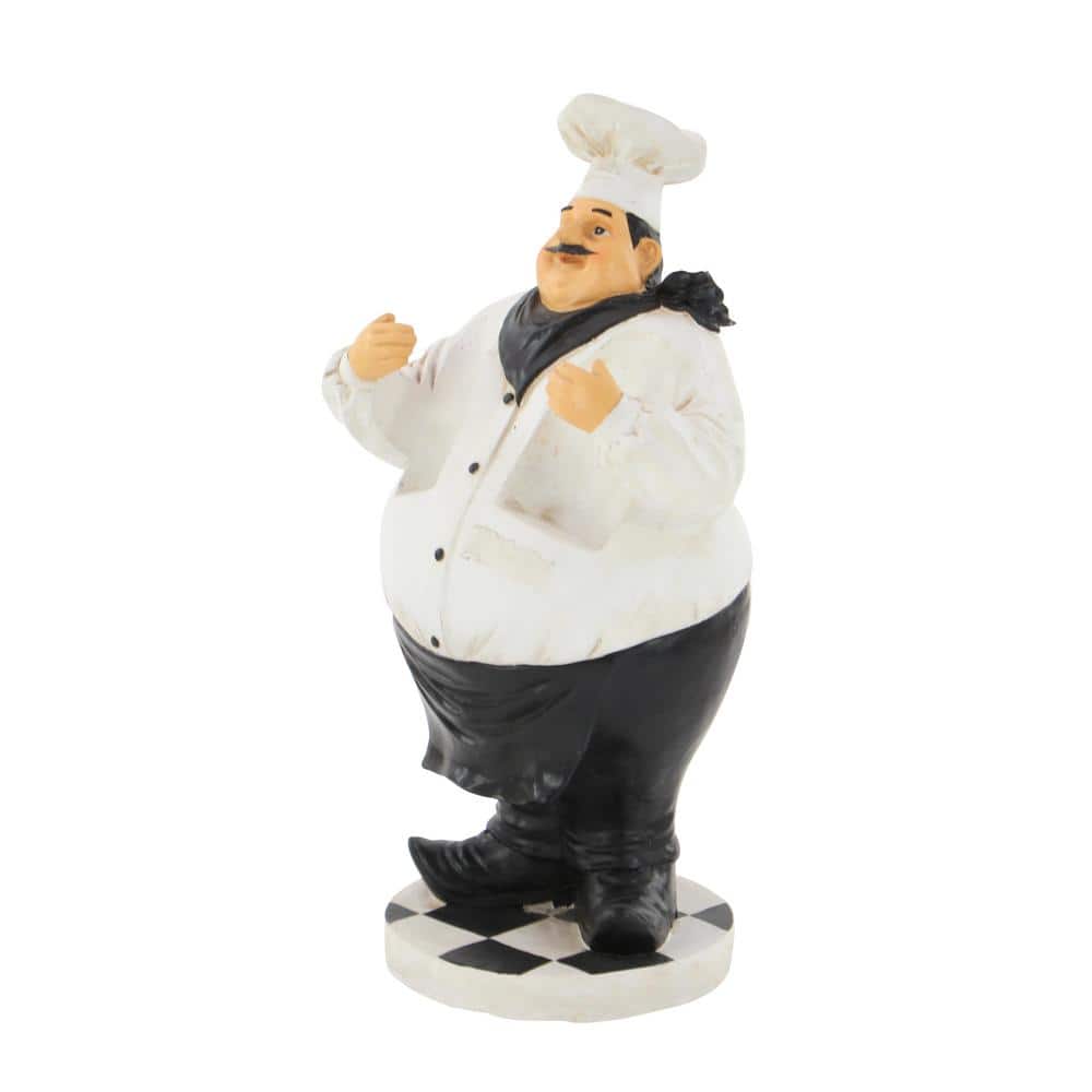 White Polystone Chef Sculpture with Wine Holder Slots