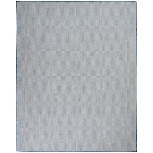Courtyard Ivory Blue 8 ft. x 10 ft. Geometric Contemporary Indoor/Outdoor Patio Area Rug