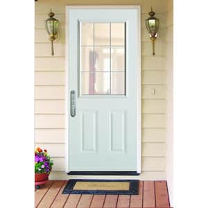 36 in. x 80 in. Colonial 9 Lite 2-Panel Prefinished White Right-Hand Steel Prehung Front Door with Internal Grille