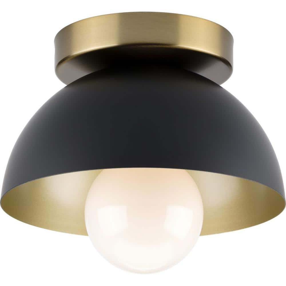 Eva Matte Black and Gold Mid-Century Modern Flush Mount Light