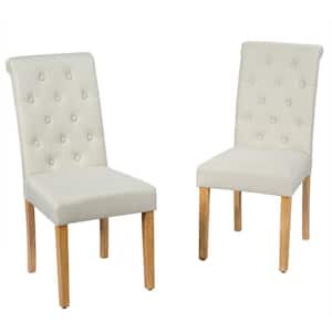 Beige 2-Piece Upholstered Dining Chairs with Adjustable Anti-Slip Foot Pads