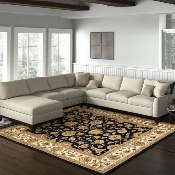 Black 8 x 10 ft. Tufted Oriental Rectangle Indoor Area Rug