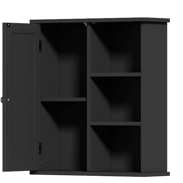 Cubilan 21.5 in. W x 6.3 in. D Black Decorative Wall Shelf, Bathroom Wall Cabinet
