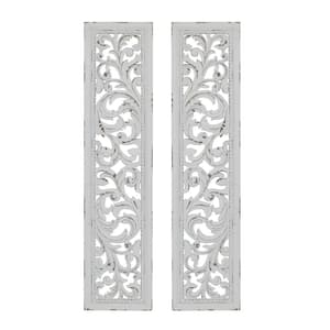 Traditional Wood White Wall Decor (Set of 2)