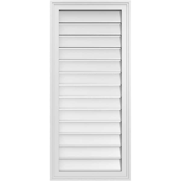 Ekena Millwork 18" x 40" Vertical Surface Mount PVC Gable Vent: Functional with Brickmould Frame